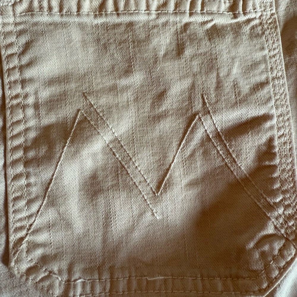 MOTHER Denim The Wrapper Patch Springy Ankle Jeans in Chalk Tapioca - Sz 30 - Picture 4 of 14
